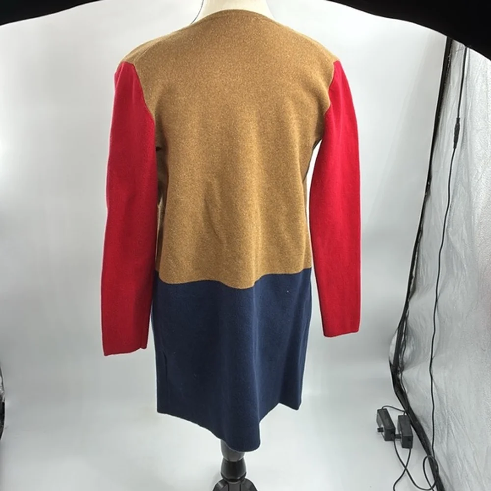 J.Crew Womens Colorblock Cardigan Sweater Size XXS Open Front Cotton Long